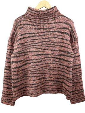 White Stuff Knit Mock Neck Fuzzy Knit Sweater Size Large